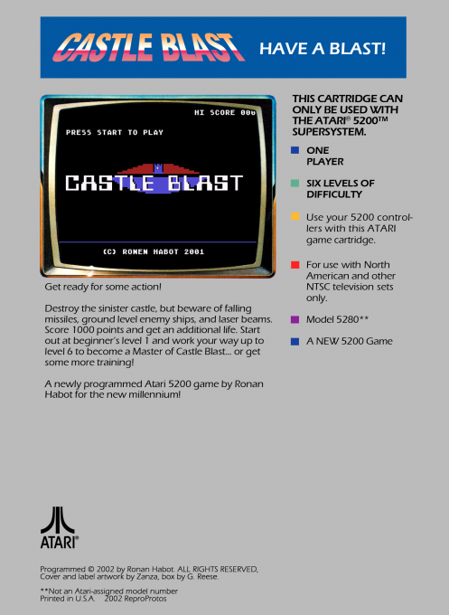 Castle Blast (Homebrew) — Box back