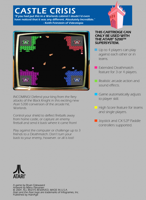 Castle Crisis (Homebrew) — Box back