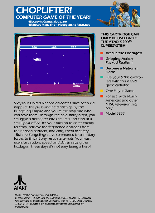 Choplifter! — Box back