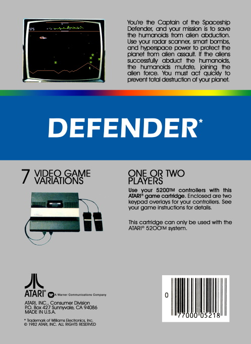 Defender — Box back