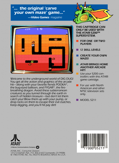 Dig Dug — Box back