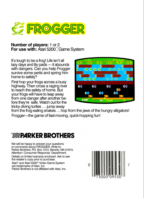 Frogger — Box back