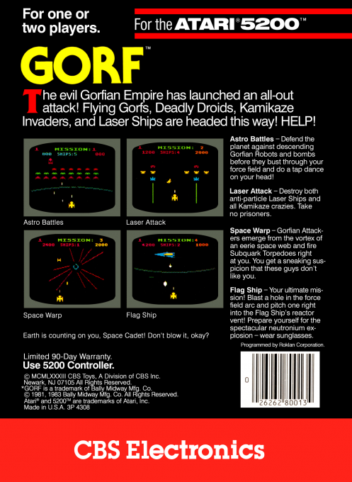 Gorf — Box back