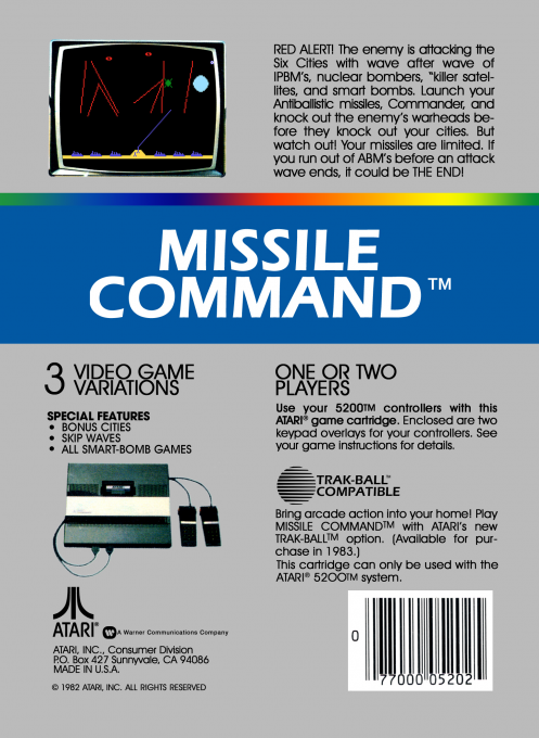 Missile Command — Box back