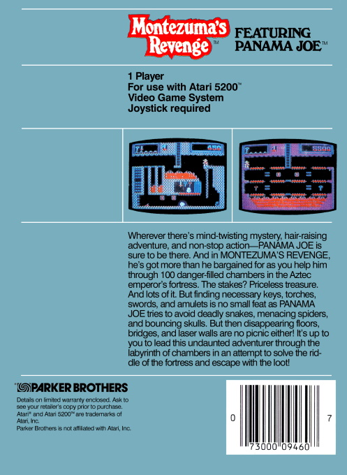 Montezuma's Revenge — Box back