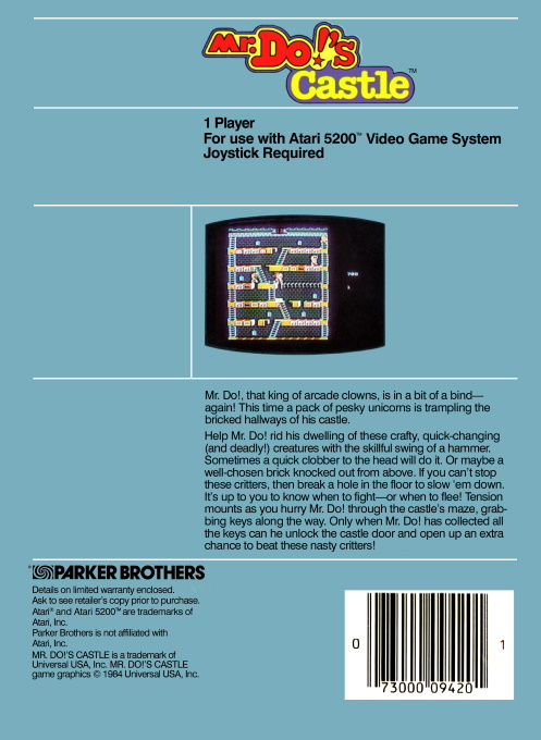 Mr. Do!'s Castle — Box back