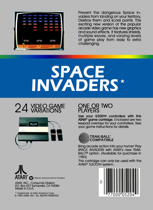 Space Invaders — Box back