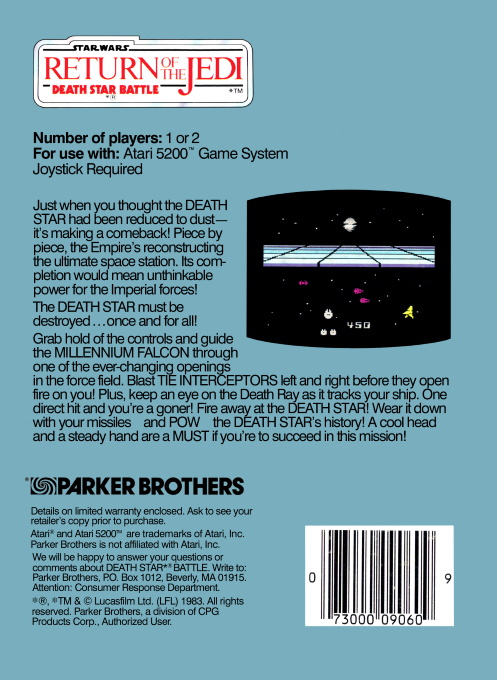Star Wars : Return of the Jedi, Death Star Battle — Box back
