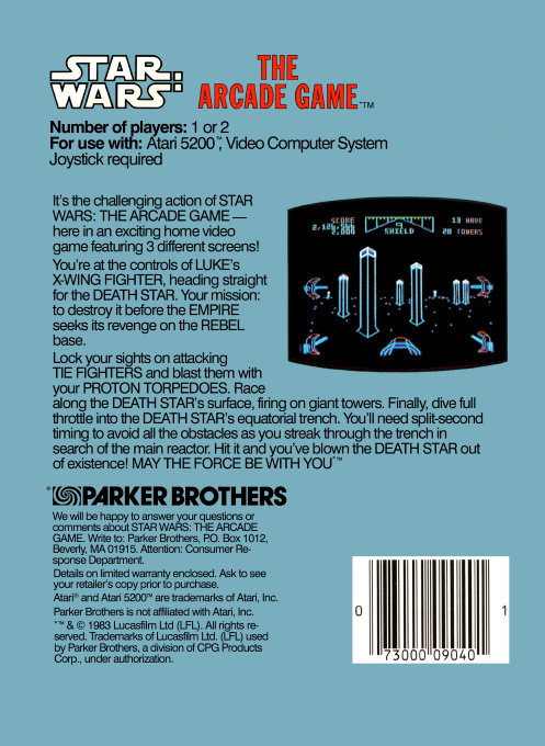 Star Wars : The Arcade Game — Box back