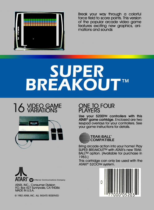 Super Breakout — Box back