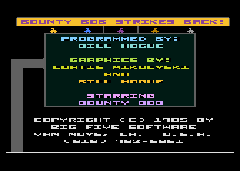Bounty Bob Strikes Back! — Title screen