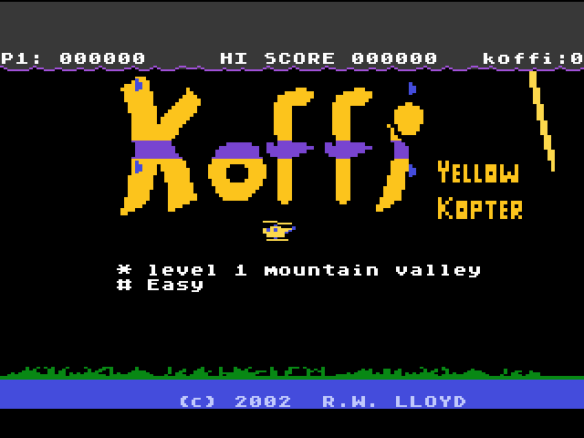 Koffi : Yellow Kopter (Homebrew) — Title screen