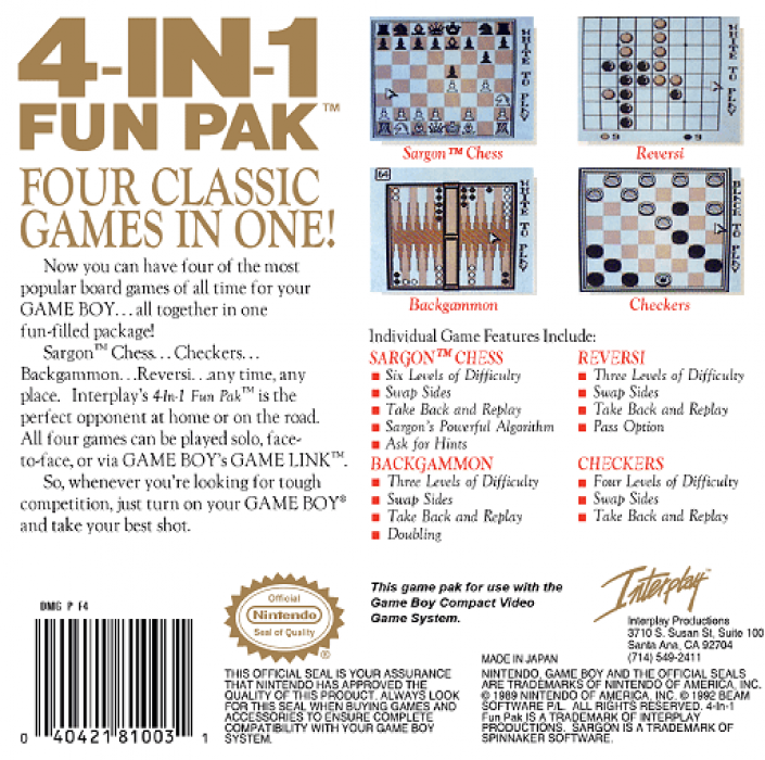 4-in-1 Fun Pak — Box back