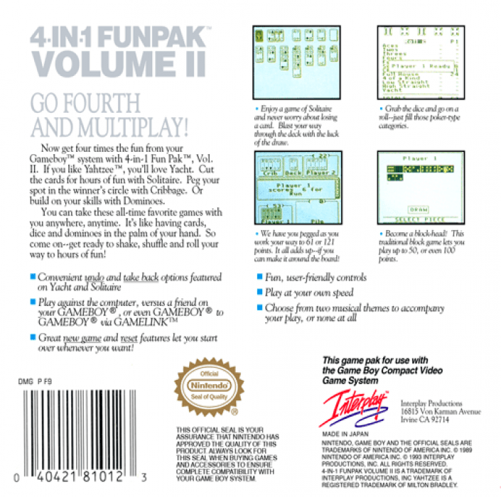 4-in-1 Fun Pak Volume II — Box back