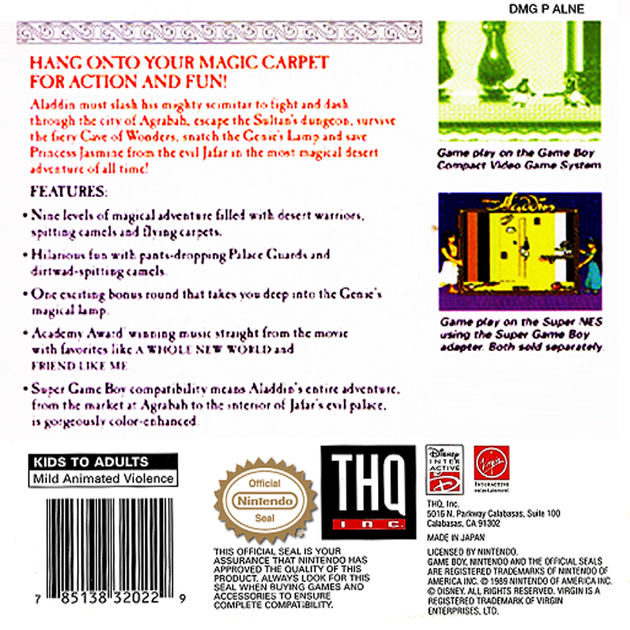 Aladdin — Box back
