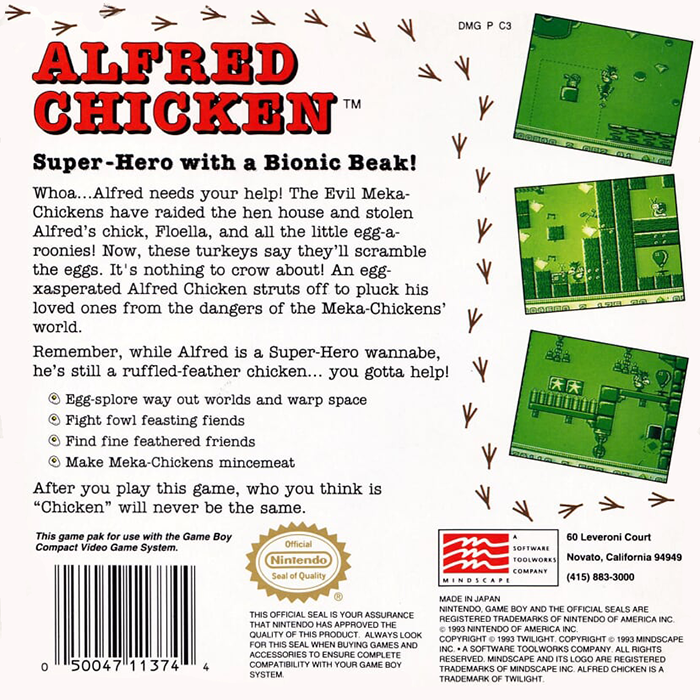 Alfred Chicken — Box back