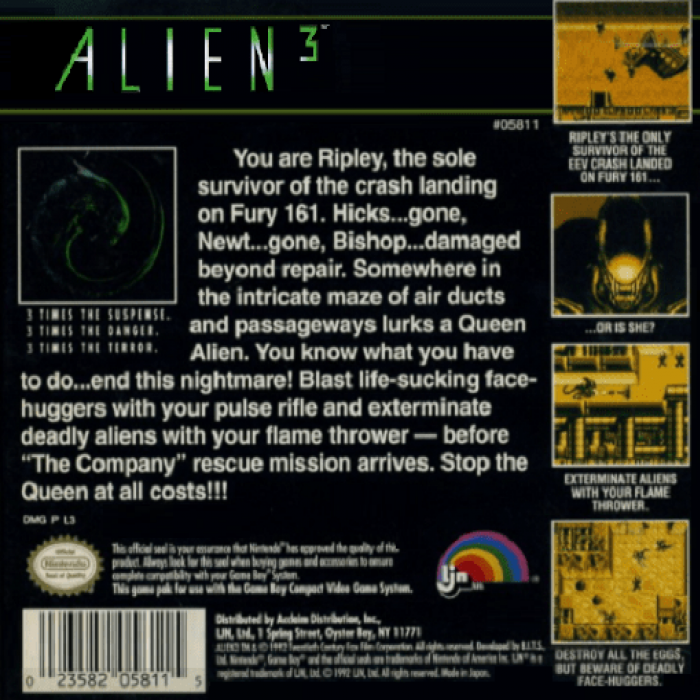 Alien 3 — Box back