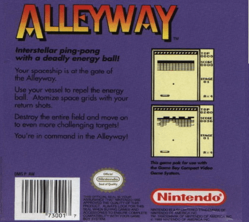 Alleyway — Box back