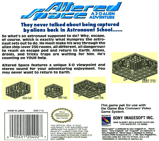 Altered Space: A 3-D Alien Adventure — Box back