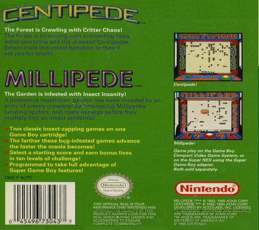Arcade Classic No. 2 : Centipede & Millipede — Box back