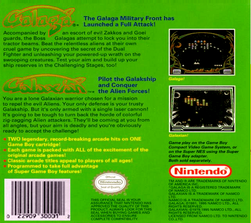 Arcade Classic No. 3 - Galaga & Galaxian — Box back