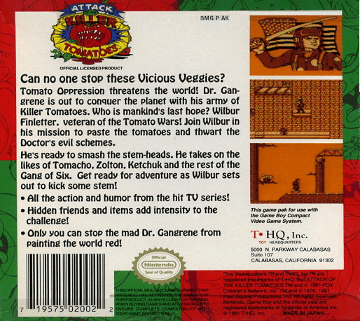 Attack of the Killer Tomatoes — Box back