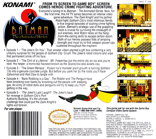 Batman : The Animated Series — Box back