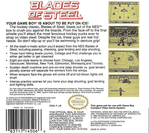 Blades of Steel — Box back