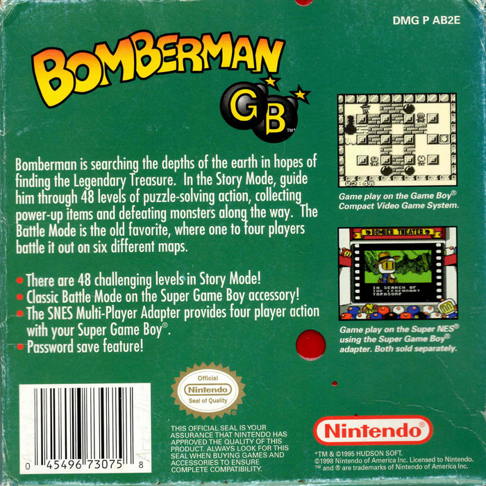 Bomberman GB — Box back