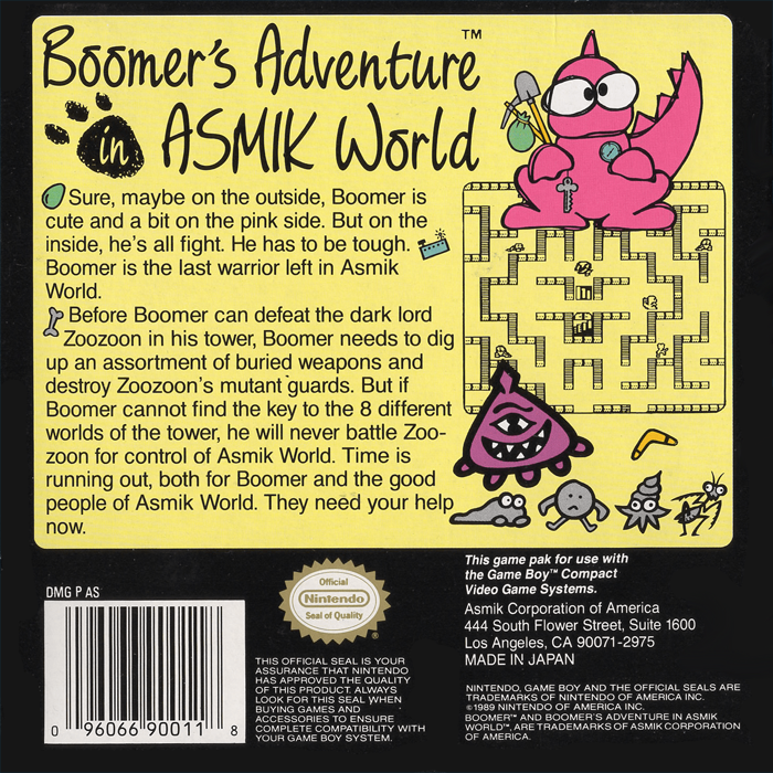 Boomer's Adventure in ASMIK World — Box back