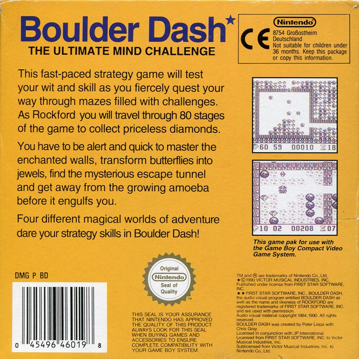 Boulder Dash — Box back