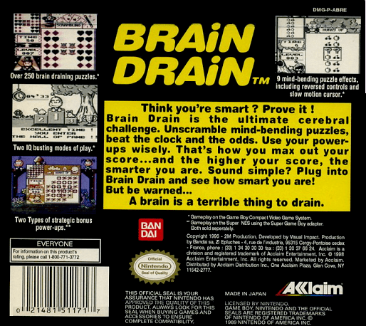 Brain Drain — Box back