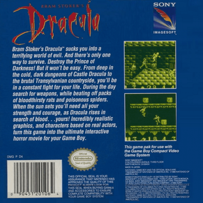 Bram Stoker's Dracula — Box back