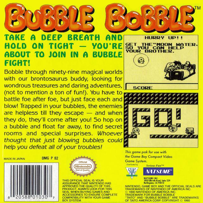 Bubble Bobble — Box back