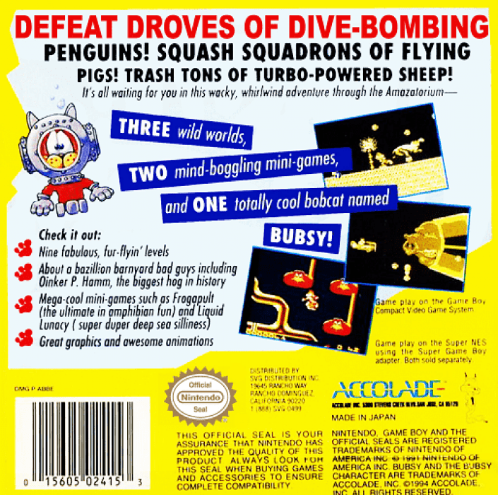 Bubsy II — Box back