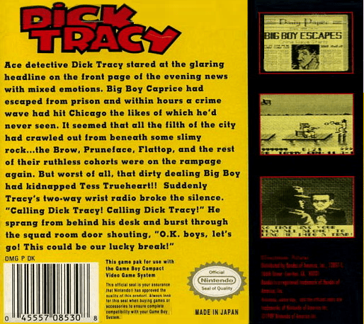 Dick Tracy — Box back