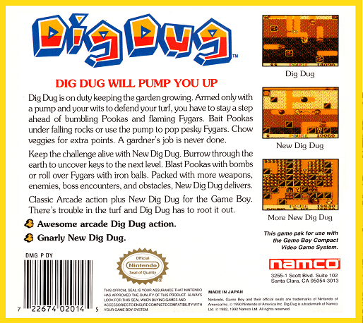 Dig Dug — Box back