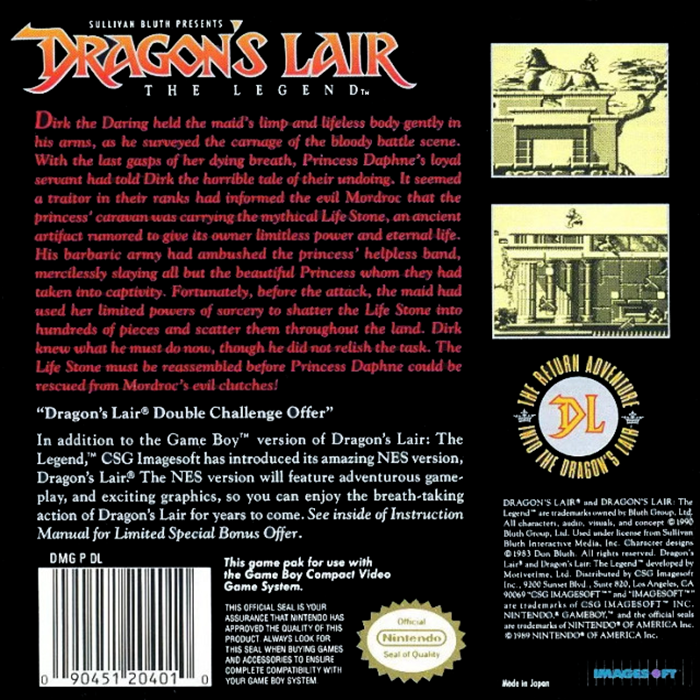 Dragon's Lair : The Legend — Box back