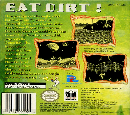 Earthworm Jim — Box back
