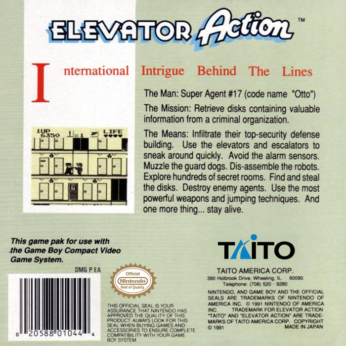 Elevator Action — Box back