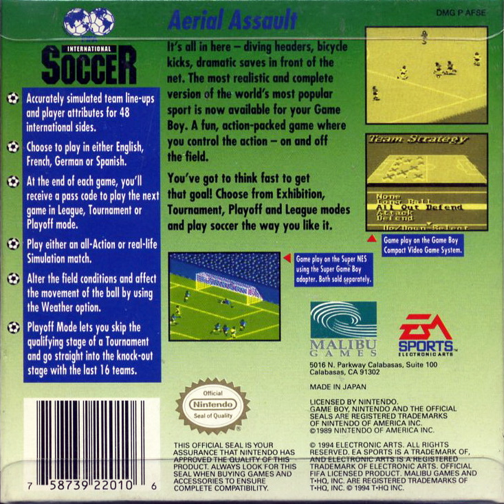 FIFA International Soccer — Box back