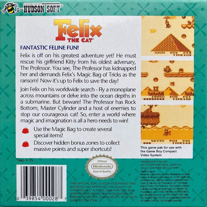 Felix the Cat — Box back