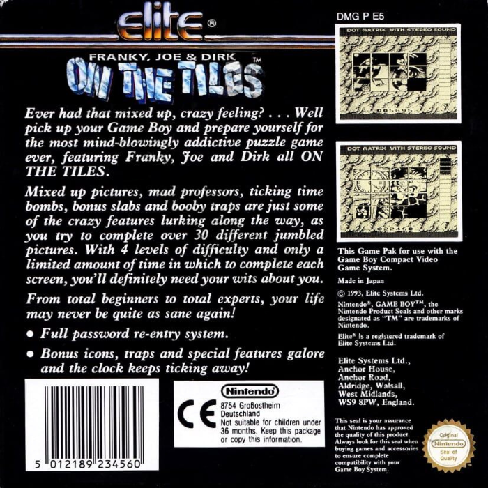 Franky, Joe & Dirk... On the Tiles — Box back