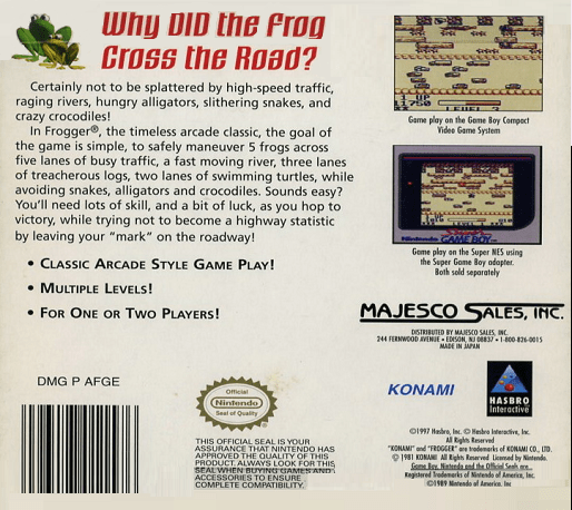 Frogger — Box back