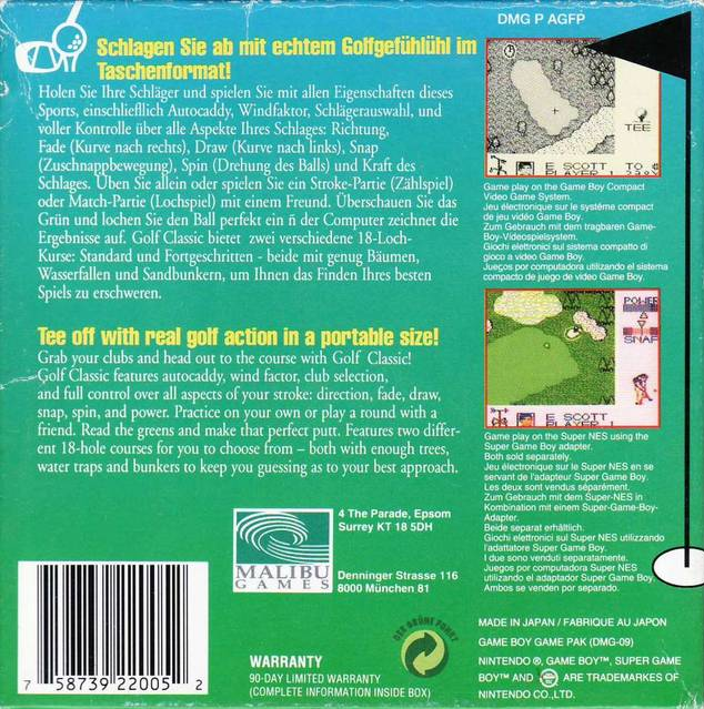 Golf Classic — Box back