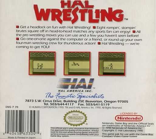 HAL Wrestling — Box back