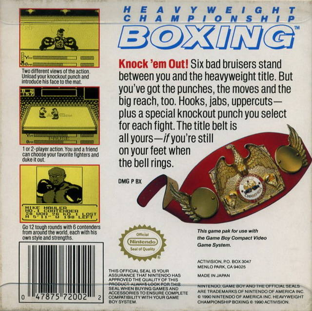 Heavyweight Championship Boxing — Box back