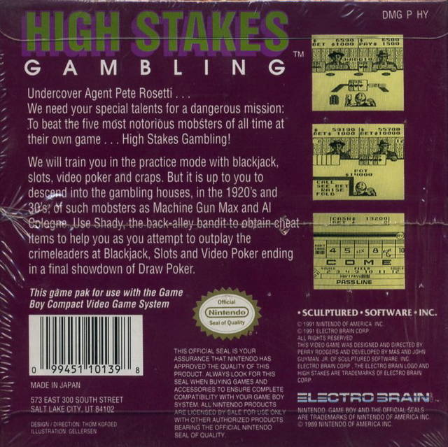 High Stakes Gambling — Box back