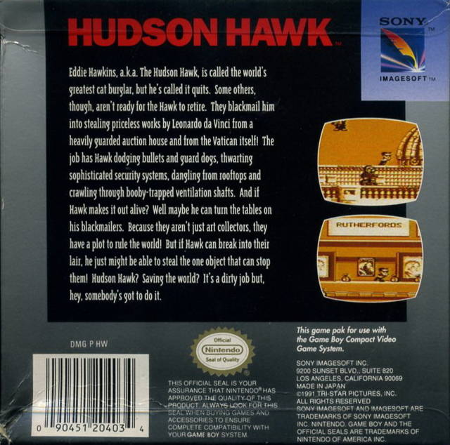 Hudson Hawk — Box back