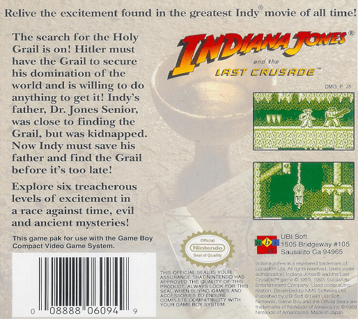 Indiana Jones and the Last Crusade — Box back